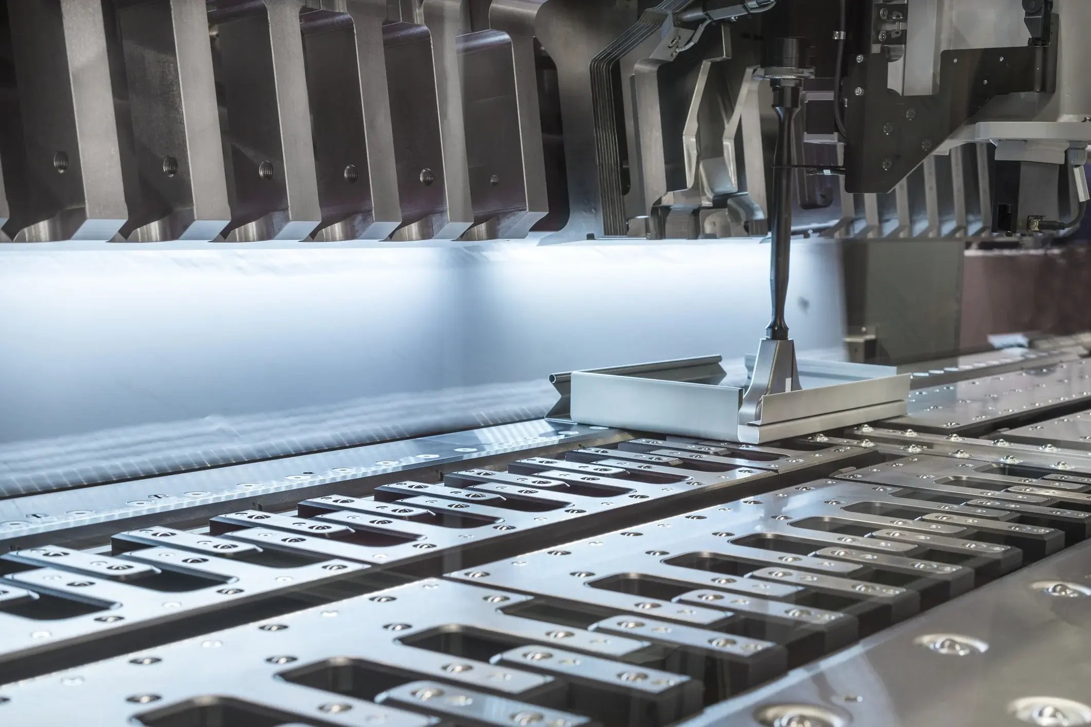 metal stamping machine in process of stamping